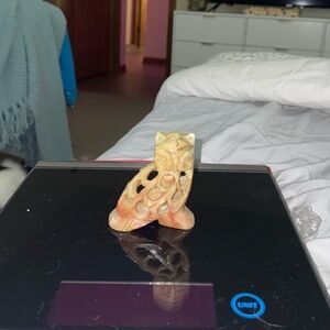 Vintage Hand Carved Soap Stone Owl - Mother with Baby Owl Inside Figurine